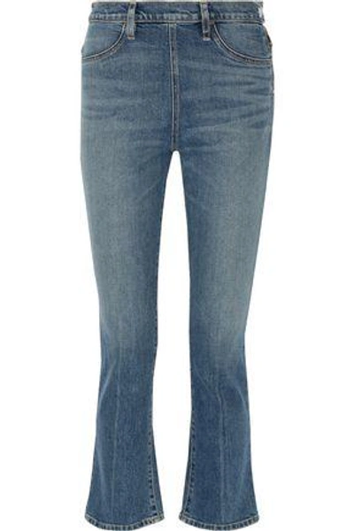 Shop Elizabeth And James Woman Nerd Cropped Mid-rise Flared Jeans Mid Denim