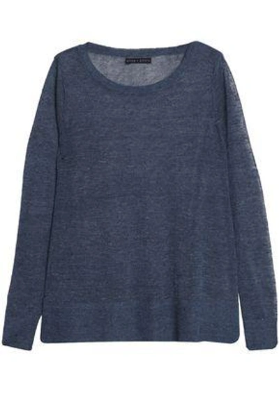 Shop Alice And Olivia Woman Mélange Linen-blend Sweater Blue
