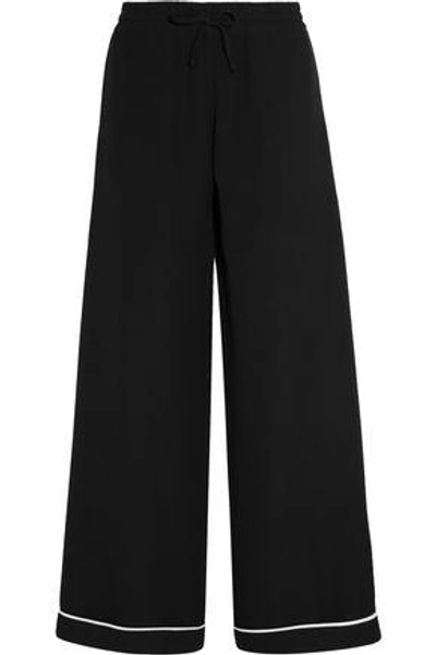 Shop Valentino Silk Crepe De Chine Wide-leg Pants In Black