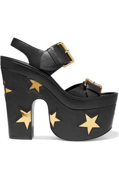 Shop Stella Mccartney Woman Cowper Appliquéd Faux Leather Platform Sandals Black