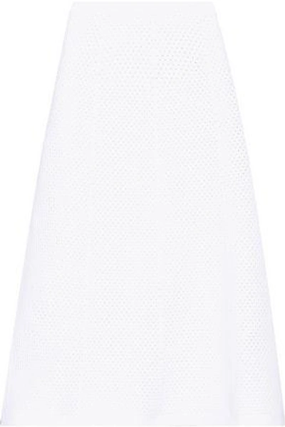 Shop Victoria Beckham Elite Crocheted Midi Skirt In White