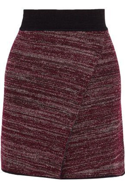 Shop Isabel Marant Cashlin Wrap-effect Stretch-knit Mini Skirt In Burgundy