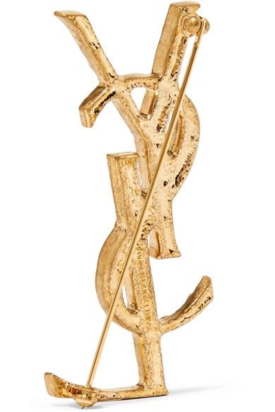 Shop Saint Laurent Gold-tone Brooch