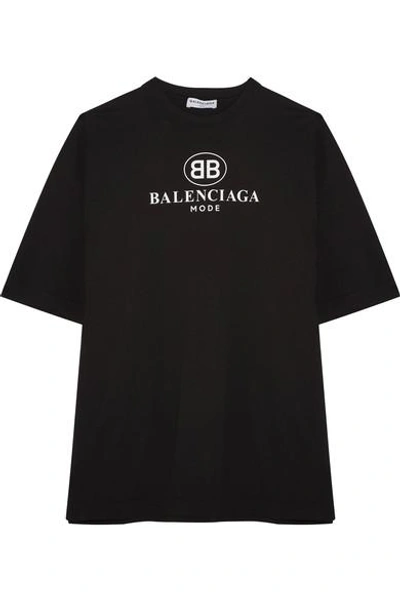 Shop Balenciaga Oversized Printed Cotton-jersey T-shirt
