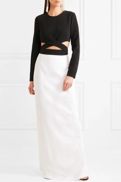 Shop Michael Kors Cutout Crepe Gown In White