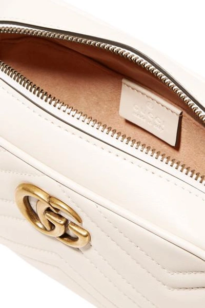 Shop Gucci Gg Marmont Camera Mini Quilted Leather Shoulder Bag In White