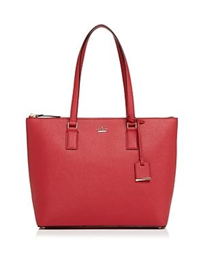 Shop Kate Spade New York Cameron Street Lucie Saffiano Leather Tote In Rosso/gold