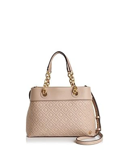 Shop Tory Burch Fleming Small Leather Tote In New Mink/gold
