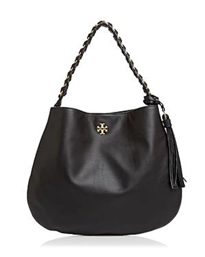 Shop Tory Burch Brooke Leather Hobo In Black/gold