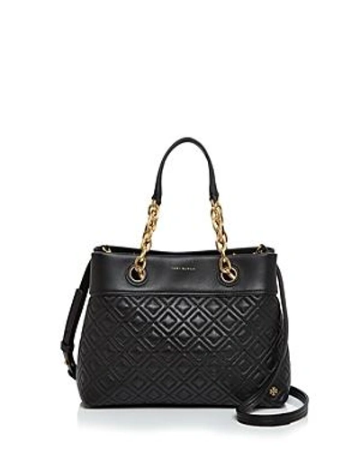 Shop Tory Burch Fleming Small Leather Tote In Black/gold