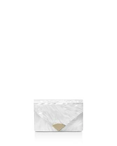Shop Michael Michael Kors Barbara Medium Envelope Clutch In Optic White/gold