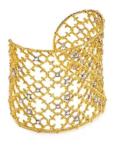Shop Alexis Bittar Elements Crystal Studded Spur Lace Cuff In Gold/rhodium