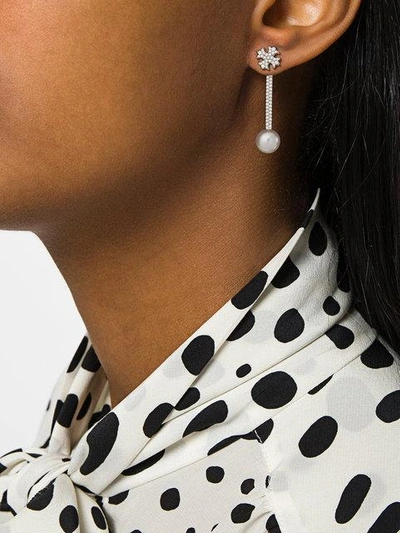 Shop Apm Pearl Drop Earrings - Metallic