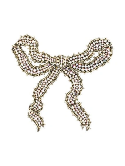 Shop Gucci Large Bow Brooch - Metallic