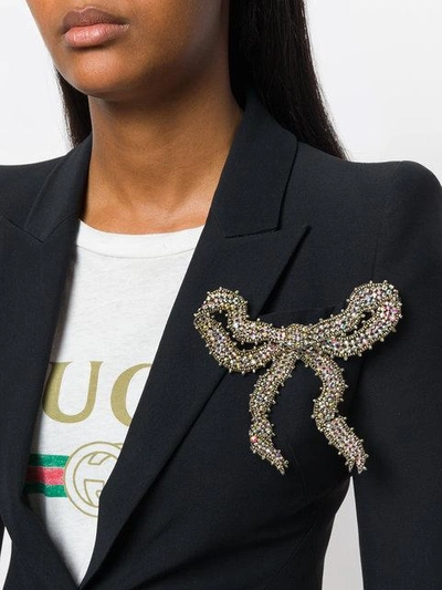 Shop Gucci Large Bow Brooch - Metallic