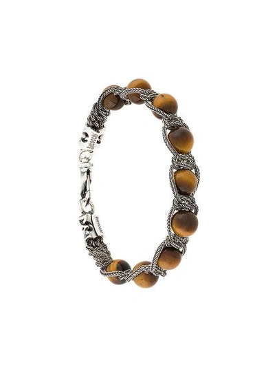 Shop Emanuele Bicocchi Bead And Chain Bracelet In Brown