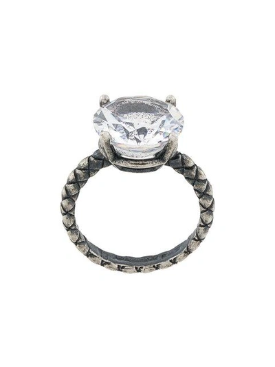 Shop Bottega Veneta Intrecciato Gemstone Ring In Metallic