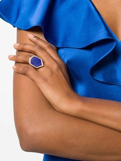 Shop Joëlle Jewellery Lapis And Diamond Set Ring In Blue