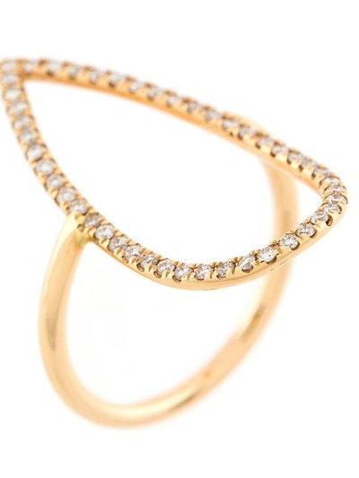 Shop Diane Kordas Pear Outline Ring In Metallic