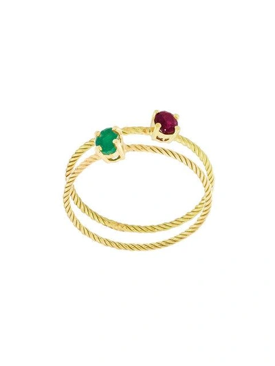 Shop Wouters & Hendrix Gold Emerald & Ruby Set Of Rings In Metallic