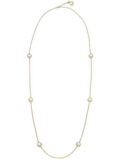 Shop Fendi F Logo Necklace In Metallic