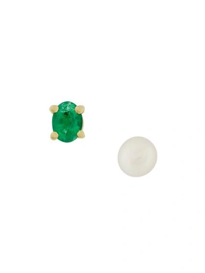 Shop Wouters & Hendrix Gold 18kt Gold, Emerald And Pearl Stud Earrings
