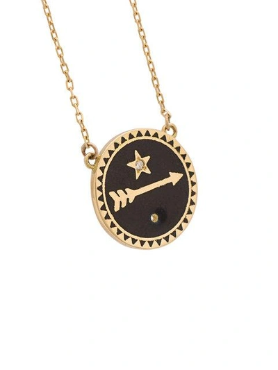 Shop Foundrae 18kt Gold Dream Petite Stationary Necklace In Black