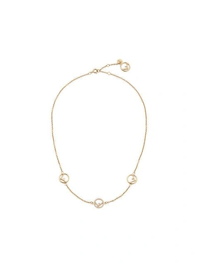 Fendi Short Logo Charm Necklace In Metallic