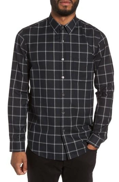 Shop Theory Rammy Trim Fit Check Flannel Shirt In Black Multi