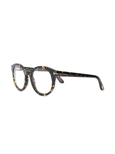 Shop Tom Ford Eyewear Round Frame Tortoiseshell Glasses - Brown