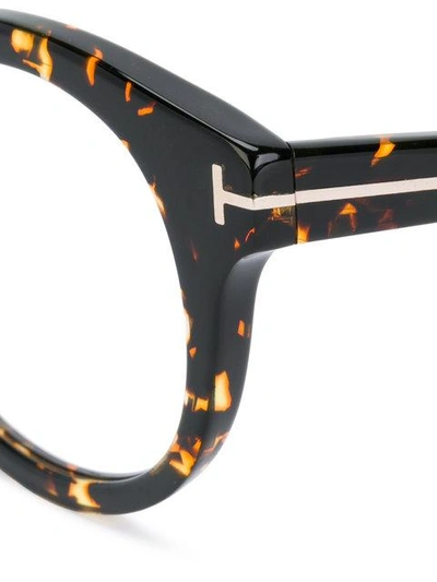 Shop Tom Ford Eyewear Round Frame Tortoiseshell Glasses - Brown