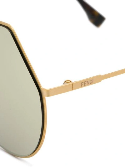 Shop Fendi Aviator Flat Sunglasses In Metallic