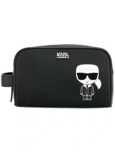 Shop Karl Lagerfeld Ikonik Wash Bag In Black