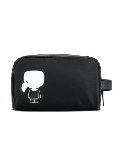 Shop Karl Lagerfeld Ikonik Wash Bag In Black