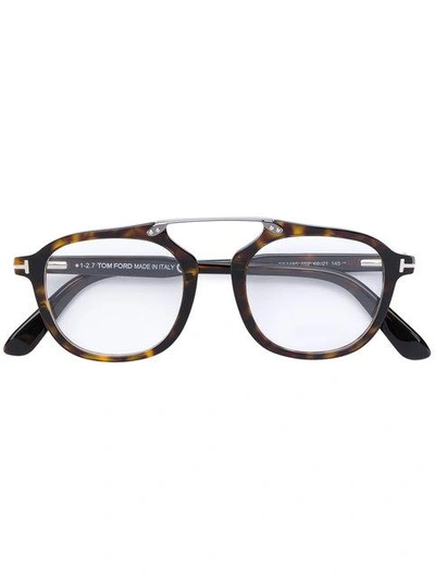 Shop Tom Ford Eyewear Tortoiseshell Effect Glasses - Brown