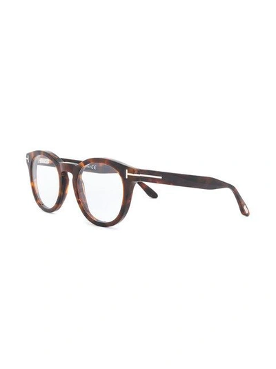 Shop Tom Ford Eyewear 玳瑁纹效果眼镜 - 棕色