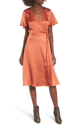 joa satin wrap dress