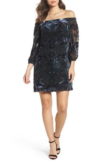 vince camuto off the shoulder velvet dress