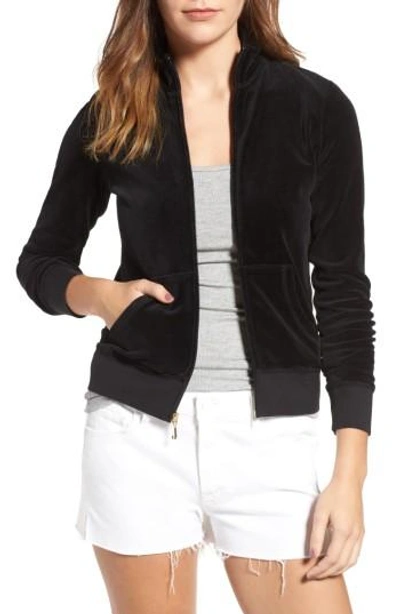Shop Juicy Couture Fairfax Velour Track Jacket In Pitch Black