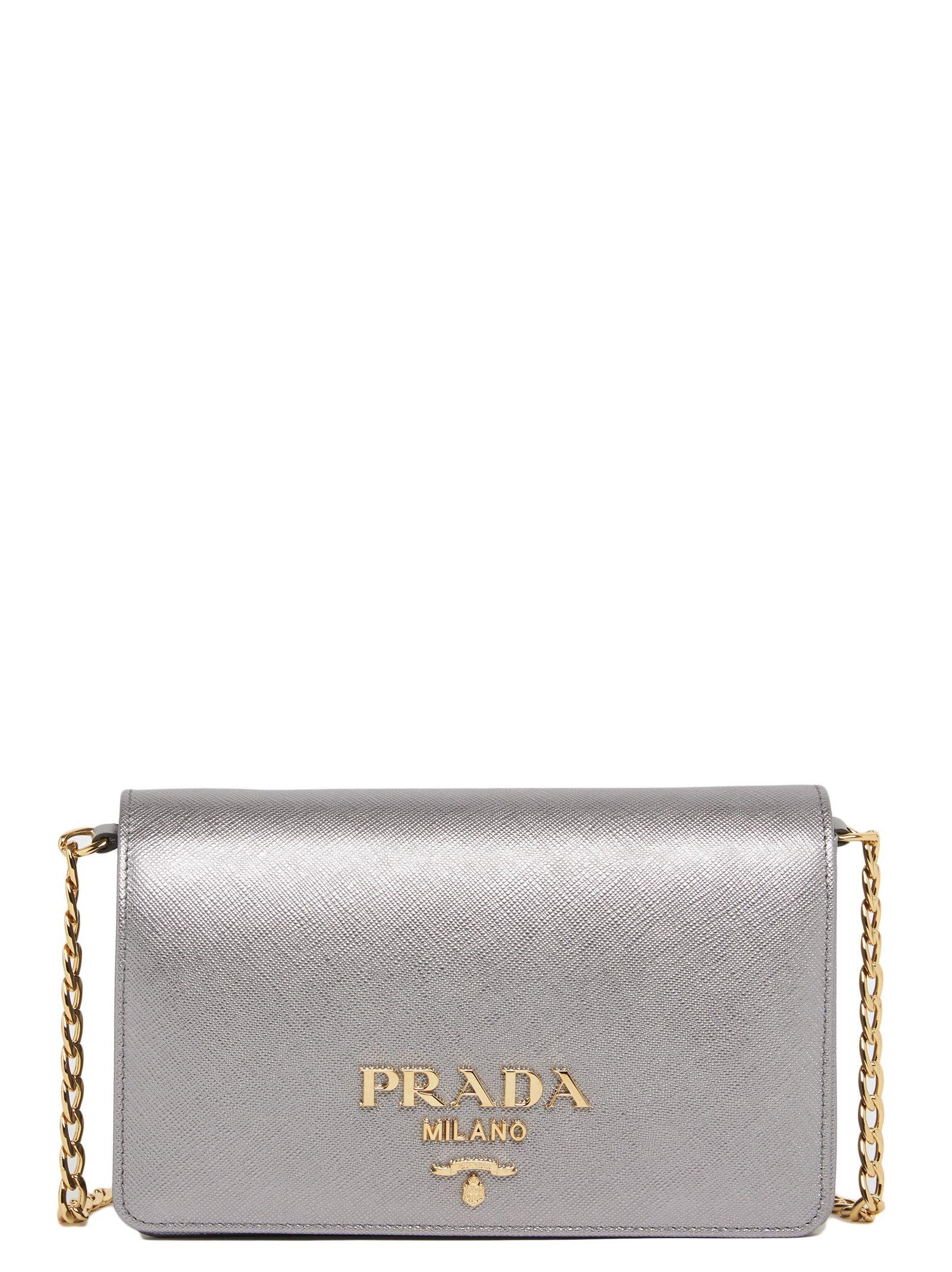 prada silver crossbody bag