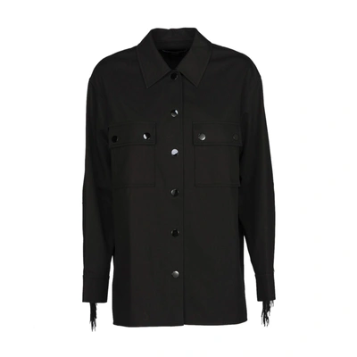 Shop Alexander Wang Fringed Military Shirt In Black