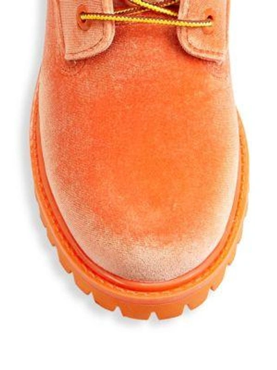 Shop Off-white Women's  X Timberland Velvet Boots In Orange