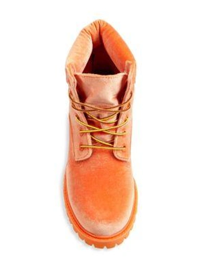 Shop Off-white Women's  X Timberland Velvet Boots In Orange