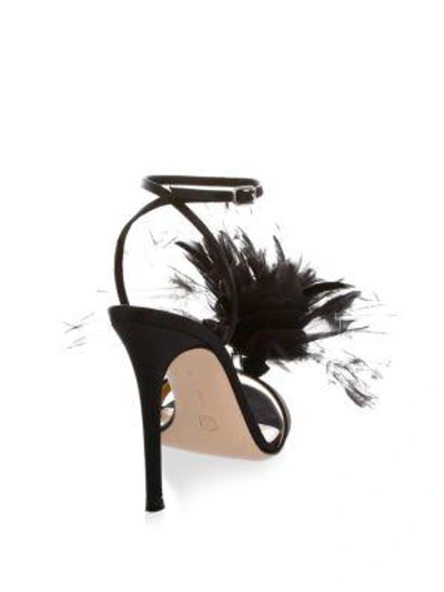 Shop Gianvito Rossi Feather Flower Ankle-wrap Sandals In Black