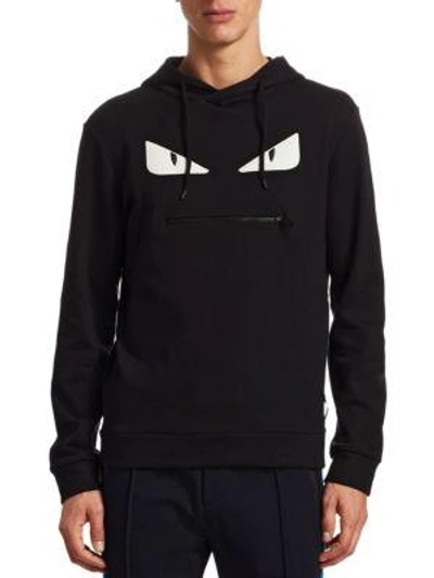 Shop Fendi Monster Zip Mouth Sweatshirt In Black