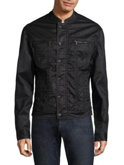 Shop John Varvatos Tonal Stitch Denim Jacket In Grey Black