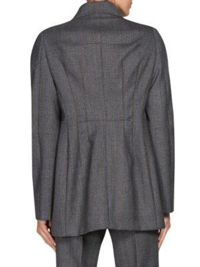 Shop Balenciaga Checker Wool-blend Jacket In Grey