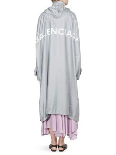 Shop Balenciaga Reflective Logo Rain Coat In Grey