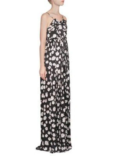 Shop Balenciaga Daisy Silk Maxi Dress In Noir-blanc