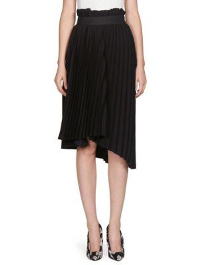 Shop Balenciaga Pleated Logo Waist Skirt In Noir